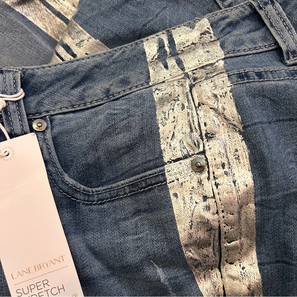 NWT Lane Bryant Stretch Sculpting Jeans Denim Silver Stripe Mid Rise sz14 - Picture 6 of 11